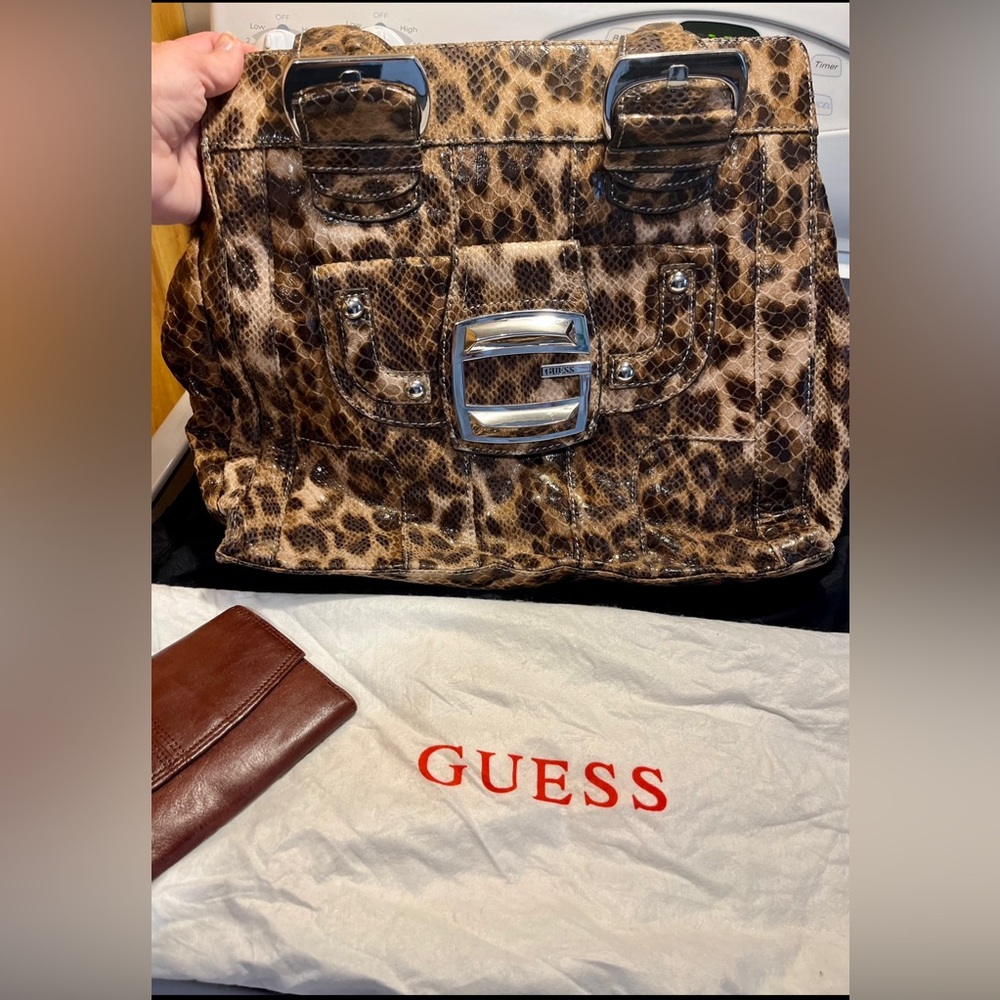 Guess Leopard Print Large Purse